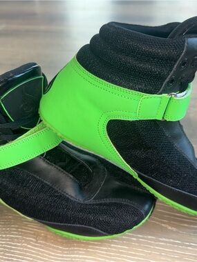 Ryderwear Black and Neon Green High-Top Athletic Shoes